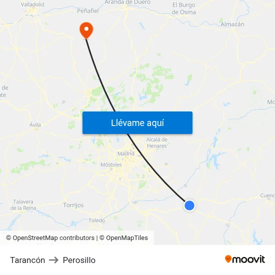 Tarancón to Perosillo map