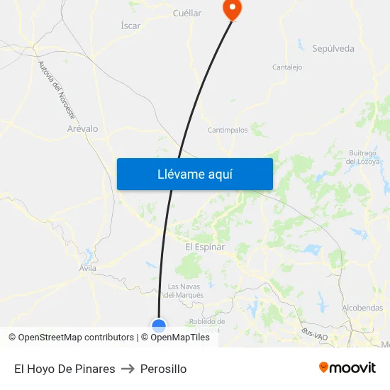 El Hoyo De Pinares to Perosillo map