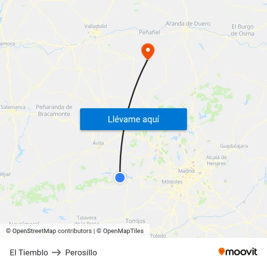 El Tiemblo to Perosillo map