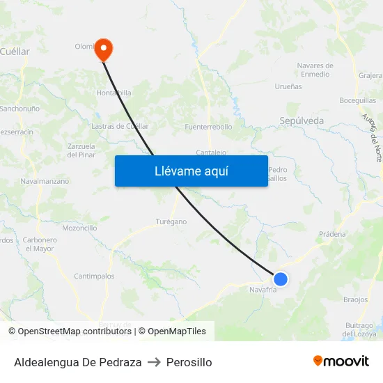 Aldealengua De Pedraza to Perosillo map