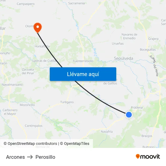 Arcones to Perosillo map