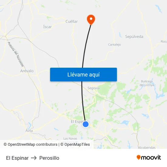 El Espinar to Perosillo map