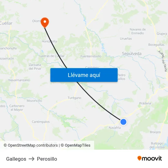 Gallegos to Perosillo map