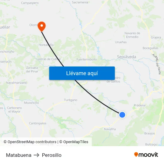 Matabuena to Perosillo map