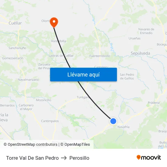 Torre Val De San Pedro to Perosillo map
