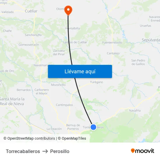 Torrecaballeros to Perosillo map