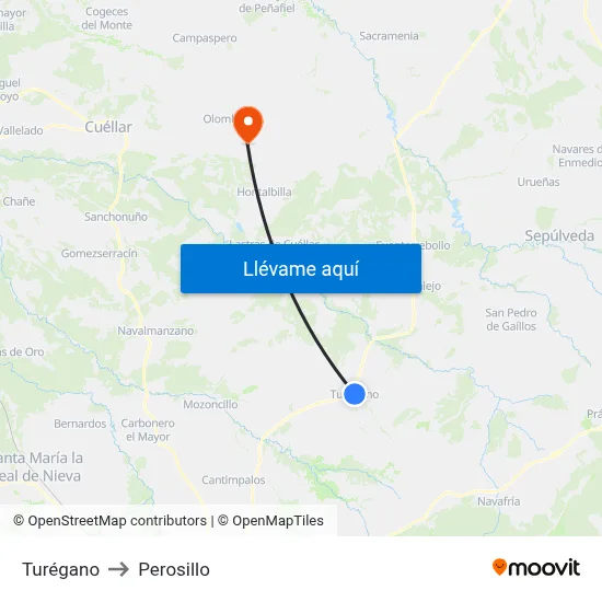 Turégano to Perosillo map