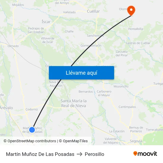 Martín Muñoz De Las Posadas to Perosillo map