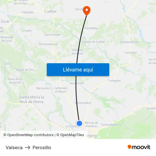 Valseca to Perosillo map