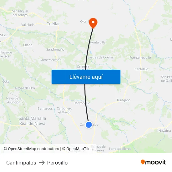 Cantimpalos to Perosillo map