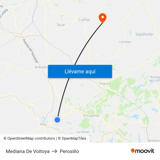Mediana De Voltoya to Perosillo map