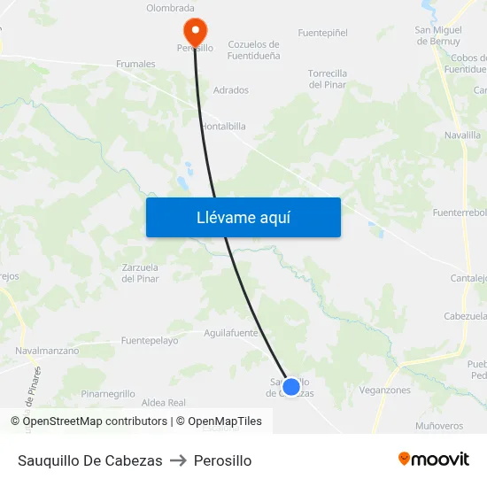Sauquillo De Cabezas to Perosillo map