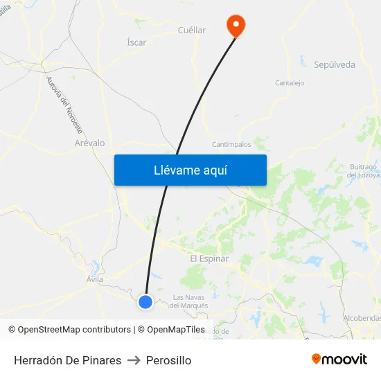 Herradón De Pinares to Perosillo map