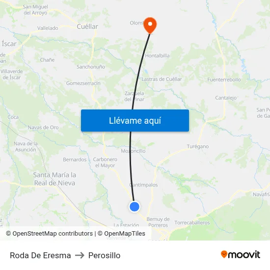 Roda De Eresma to Perosillo map