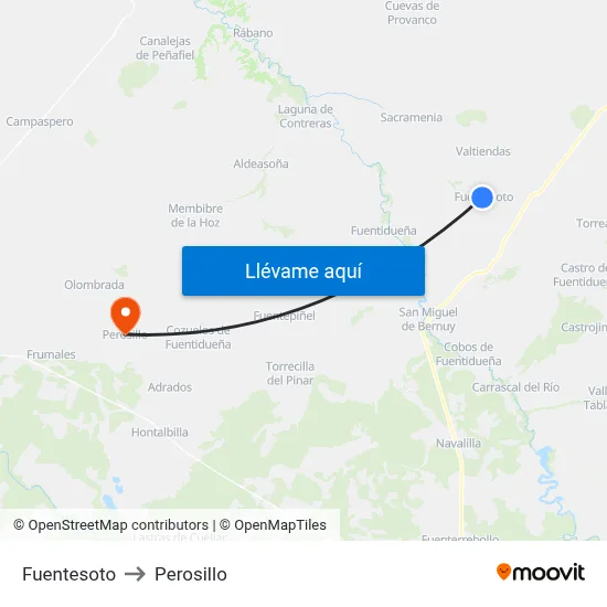 Fuentesoto to Perosillo map