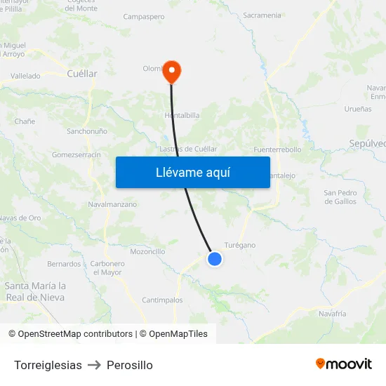 Torreiglesias to Perosillo map