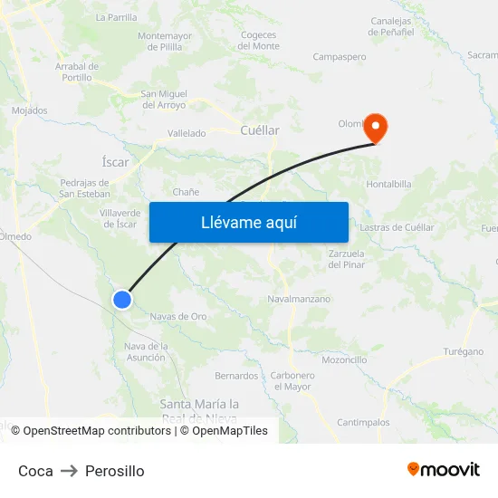 Coca to Perosillo map