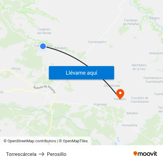 Torrescárcela to Perosillo map