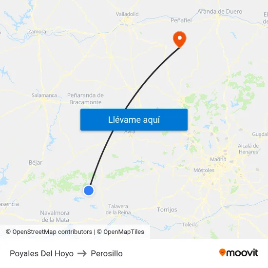 Poyales Del Hoyo to Perosillo map