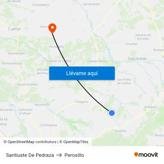 Santiuste De Pedraza to Perosillo map