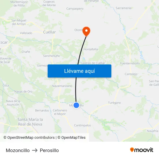 Mozoncillo to Perosillo map