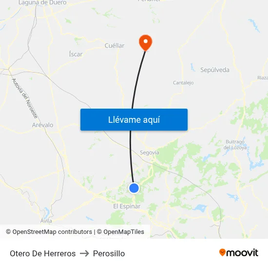 Otero De Herreros to Perosillo map