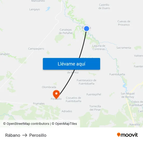 Rábano to Perosillo map