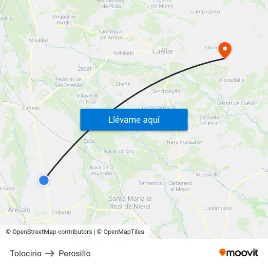 Tolocirio to Perosillo map
