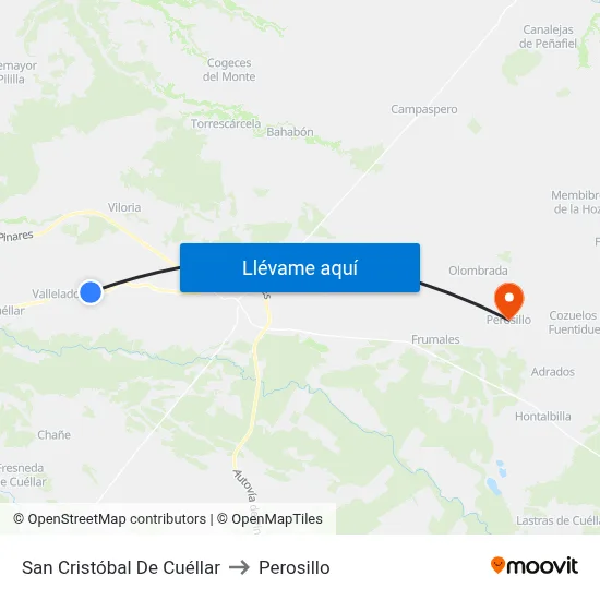 San Cristóbal De Cuéllar to Perosillo map