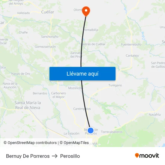 Bernuy De Porreros to Perosillo map