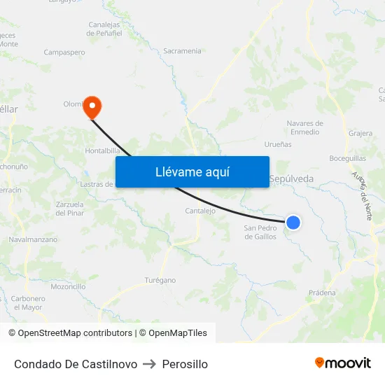 Condado De Castilnovo to Perosillo map