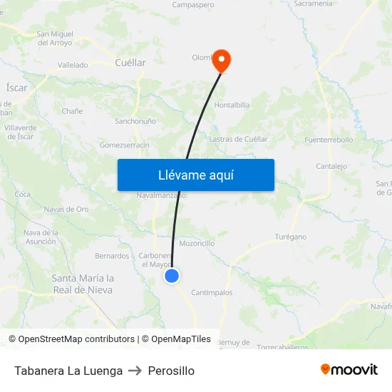 Tabanera La Luenga to Perosillo map