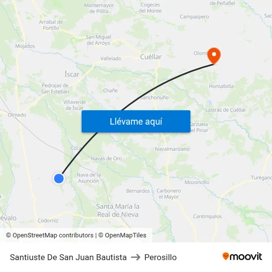Santiuste De San Juan Bautista to Perosillo map