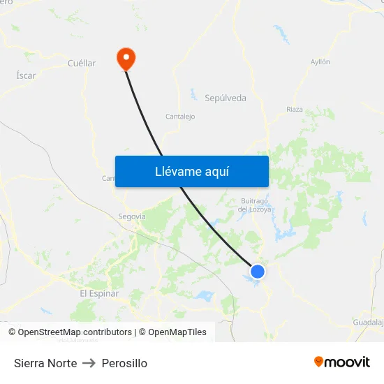 Sierra Norte to Perosillo map