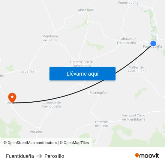Fuentidueña to Perosillo map