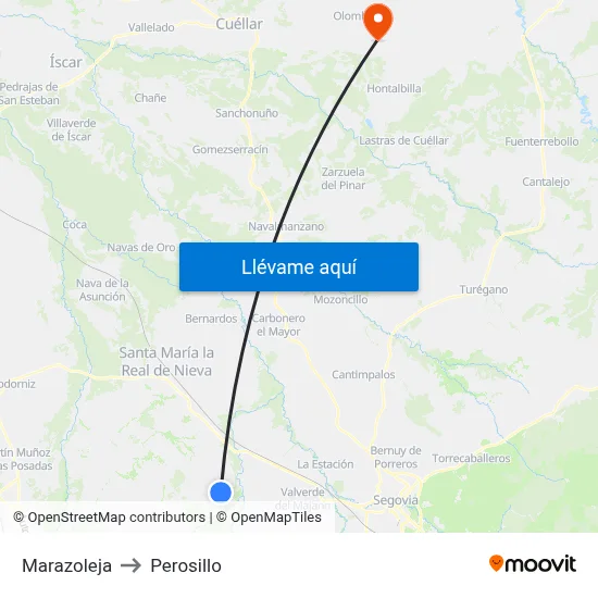 Marazoleja to Perosillo map