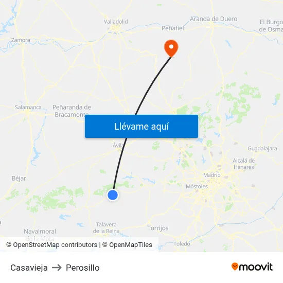Casavieja to Perosillo map