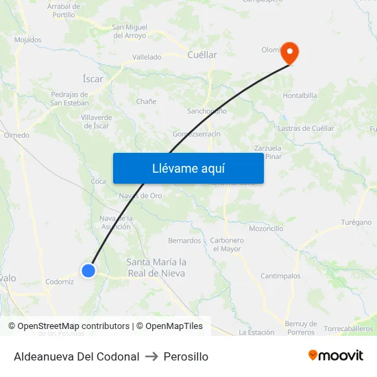 Aldeanueva Del Codonal to Perosillo map
