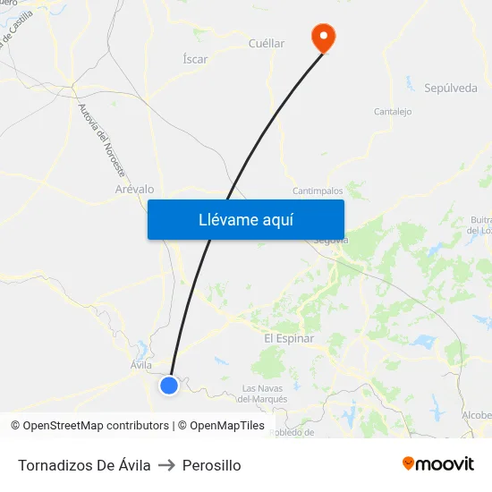 Tornadizos De Ávila to Perosillo map