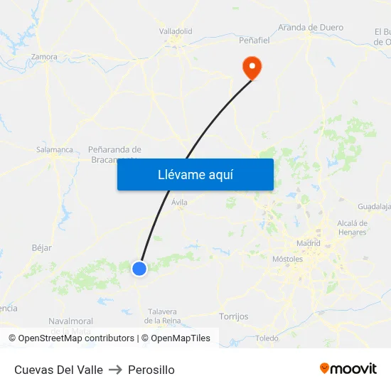 Cuevas Del Valle to Perosillo map