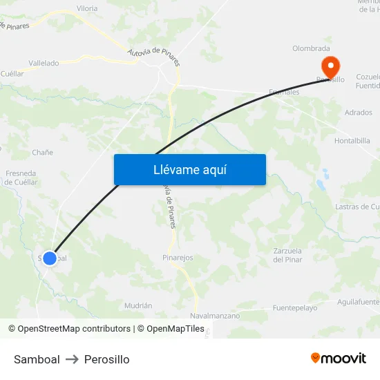 Samboal to Perosillo map
