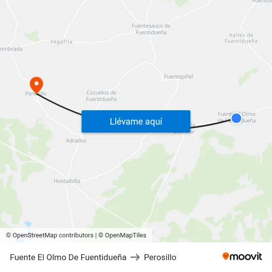 Fuente El Olmo De Fuentidueña to Perosillo map