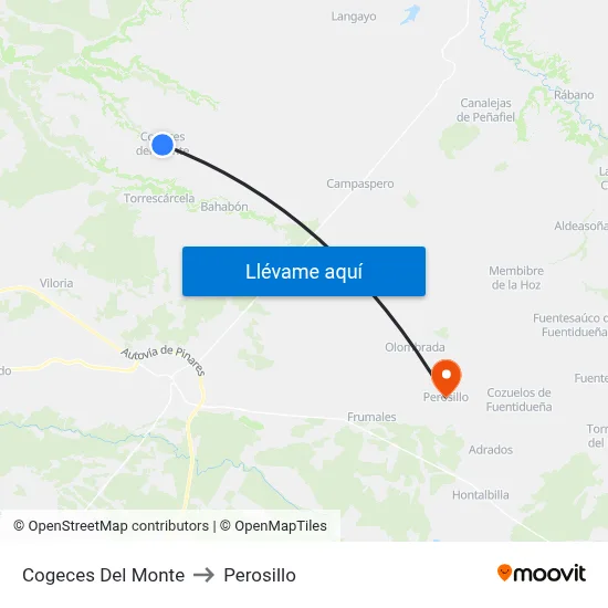 Cogeces Del Monte to Perosillo map