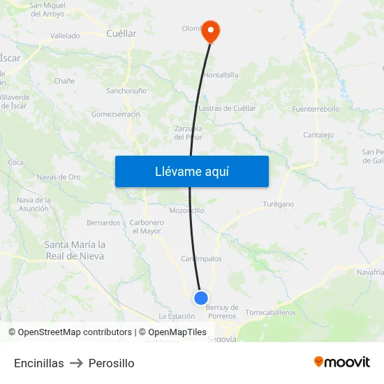 Encinillas to Perosillo map