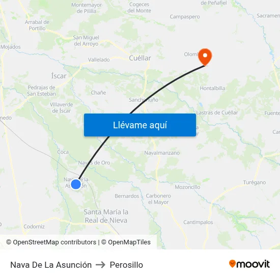 Nava De La Asunción to Perosillo map