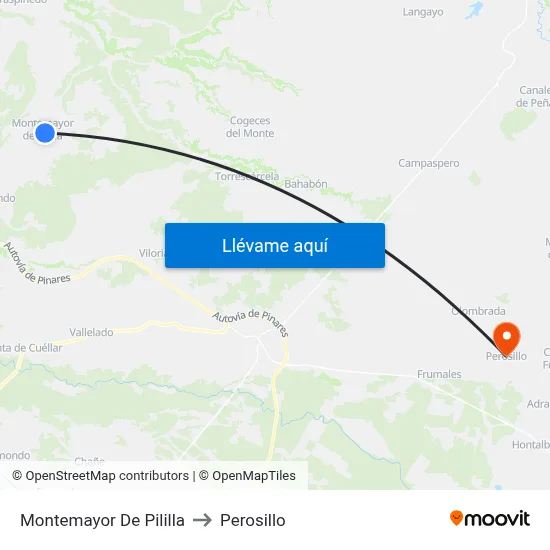 Montemayor De Pililla to Perosillo map