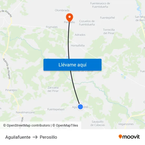 Aguilafuente to Perosillo map
