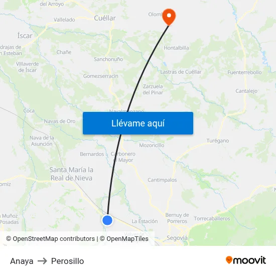 Anaya to Perosillo map