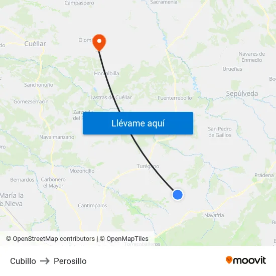 Cubillo to Perosillo map