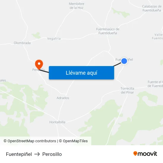 Fuentepiñel to Perosillo map
